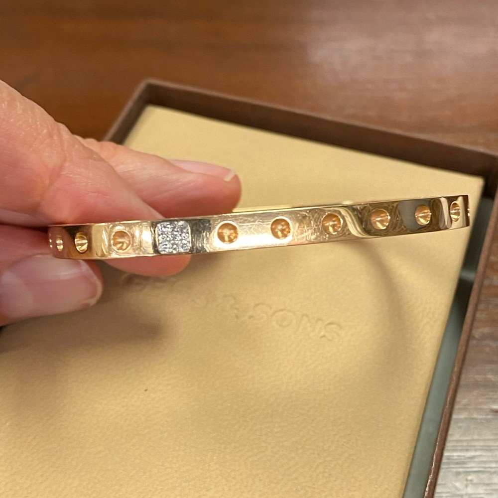 Roberto Coin Pois Mois Diamond Accent Square Bangle Rose Gold - Picture 3 of 4